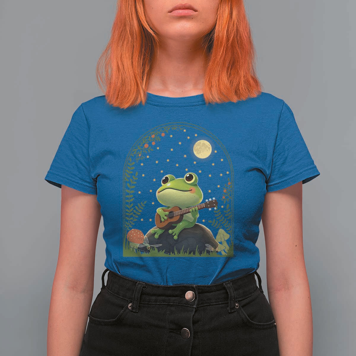 Frog Playing Guitar T Shirt For Women Gift for Musicians - Wonder Print Shop