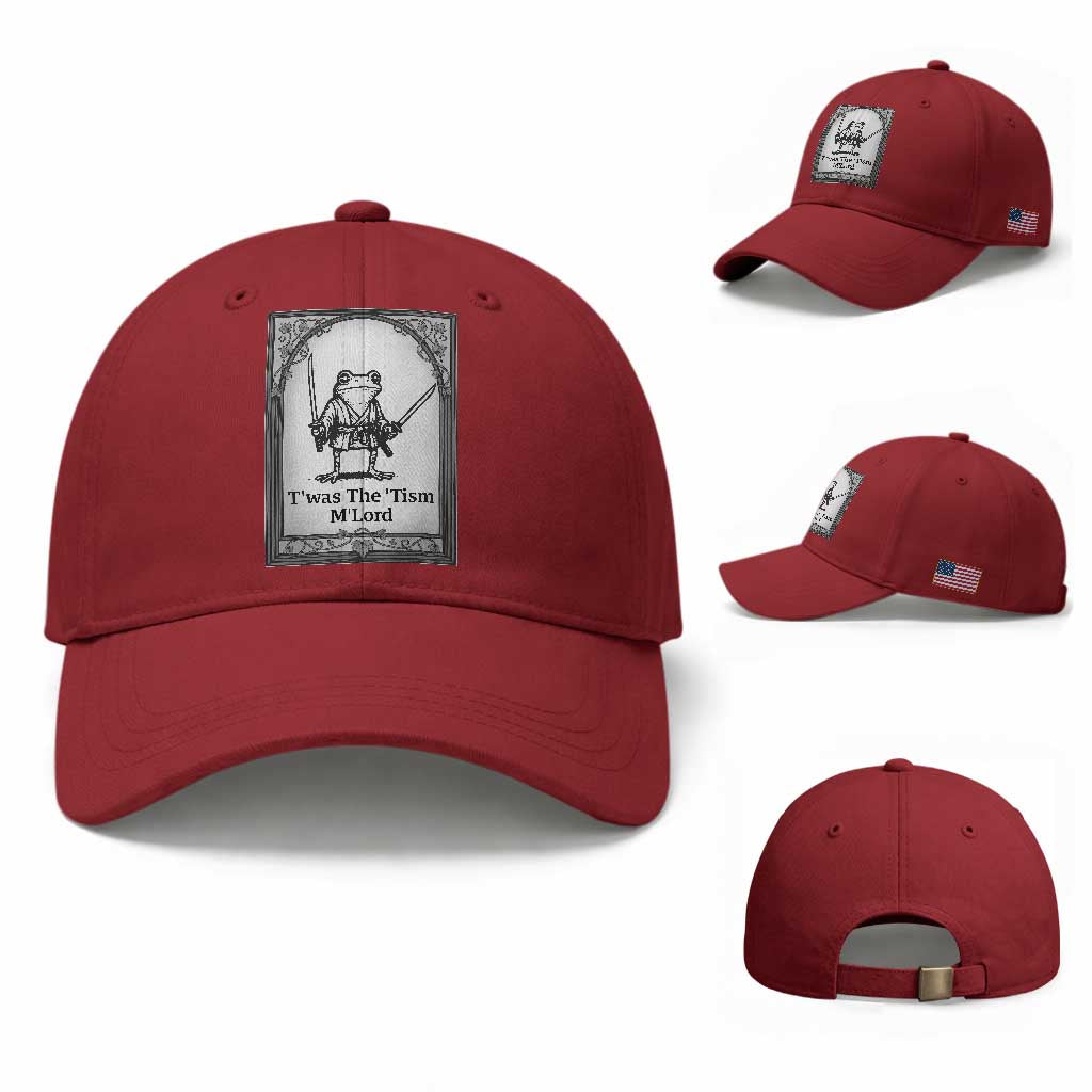 T’was The Tism M’Lord Baseball Cap Funny Medieval Knight Frog Gift