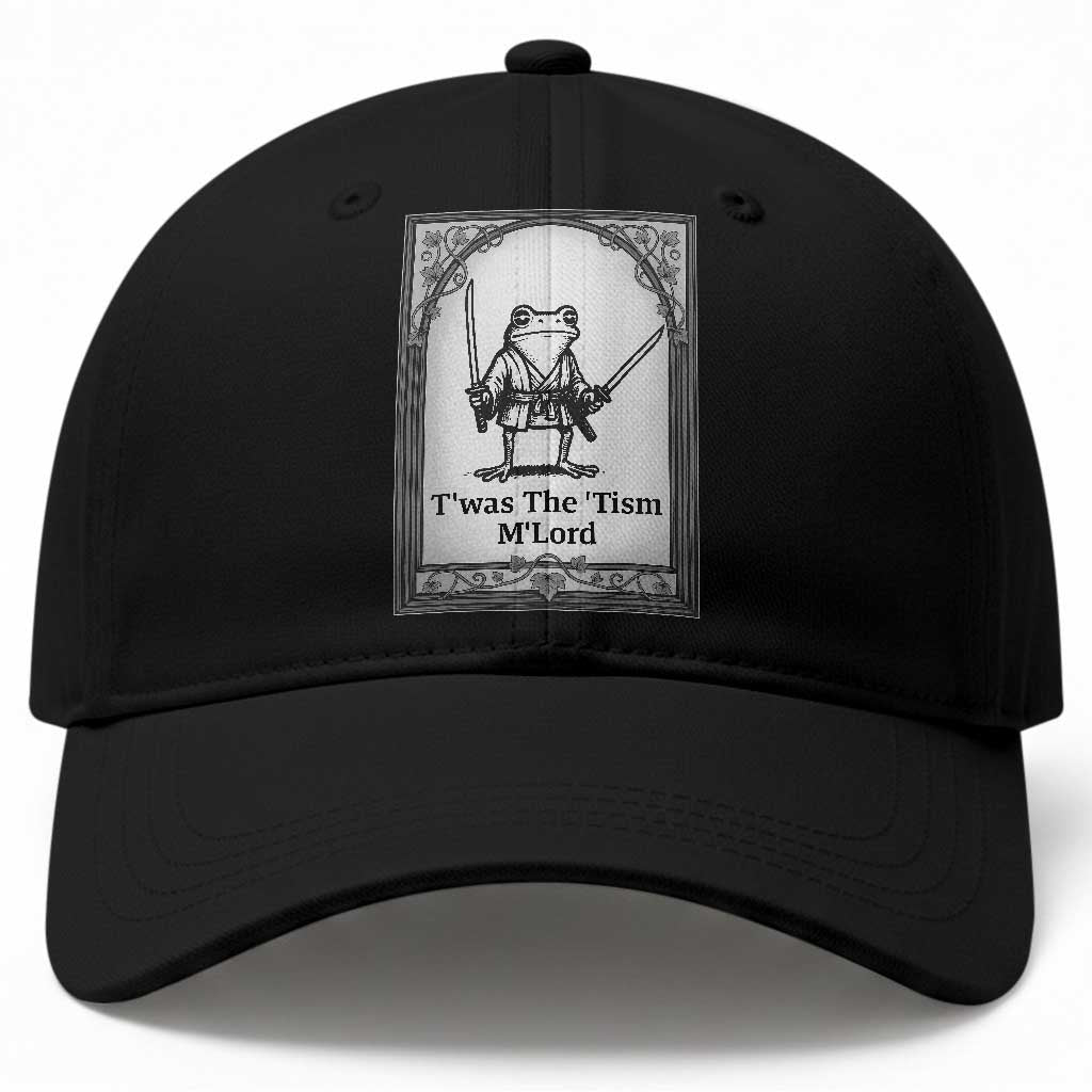 T’was The Tism M’Lord Baseball Cap Funny Medieval Knight Frog Gift