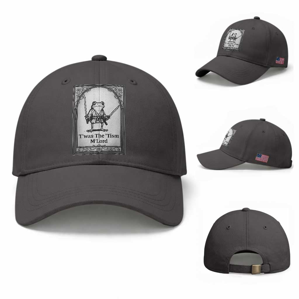 T’was The Tism M’Lord Baseball Cap Funny Medieval Knight Frog Gift