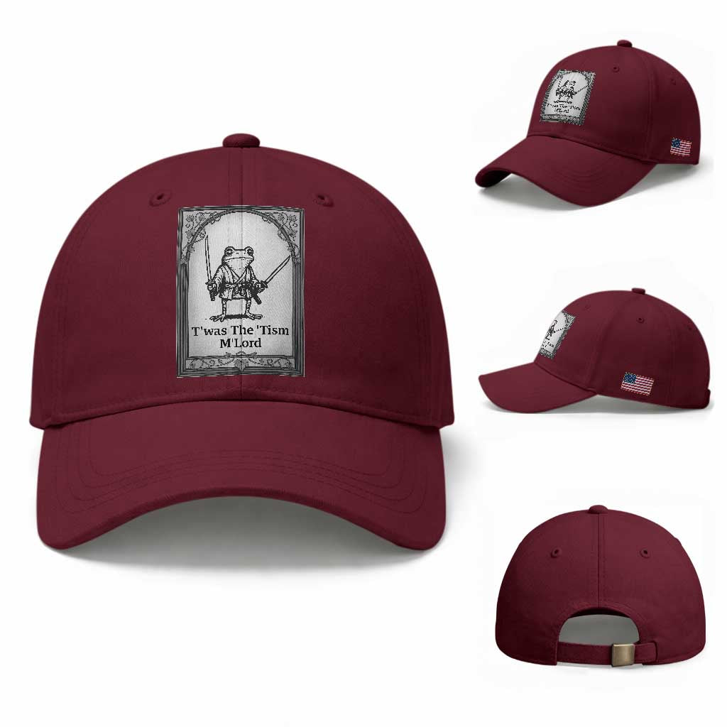T’was The Tism M’Lord Baseball Cap Funny Medieval Knight Frog Gift