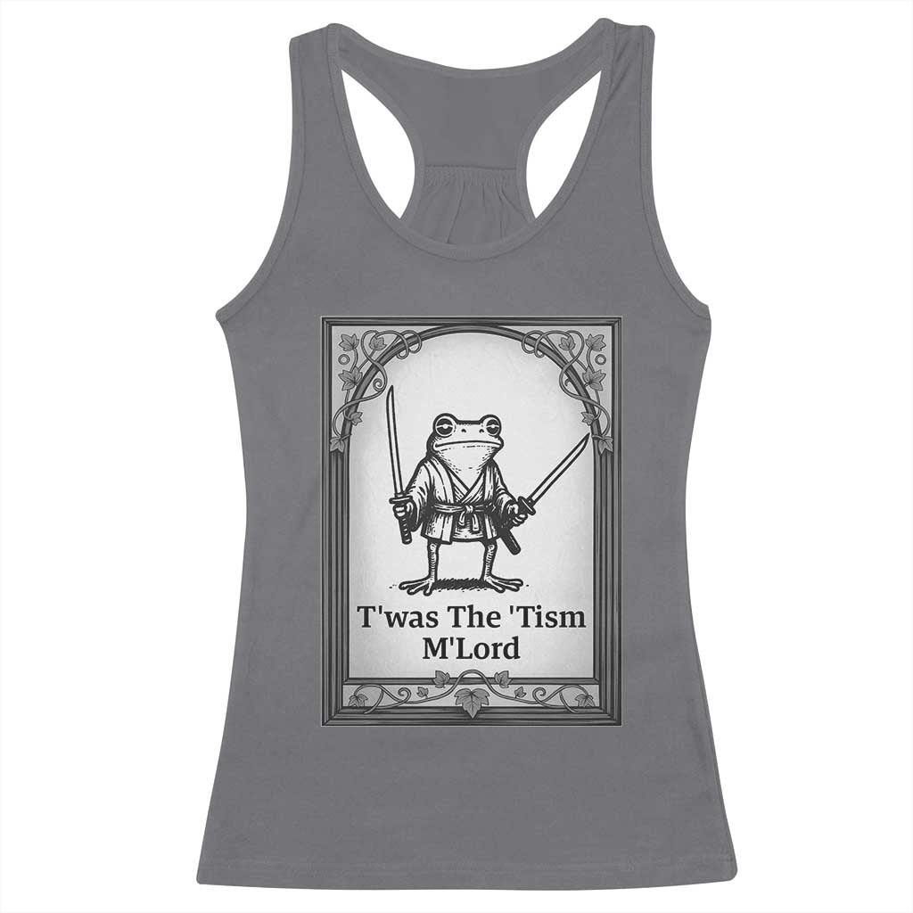T’was The Tism M’Lord Racerback Tank Top Funny Medieval Knight Frog Gift - Wonder Print Shop