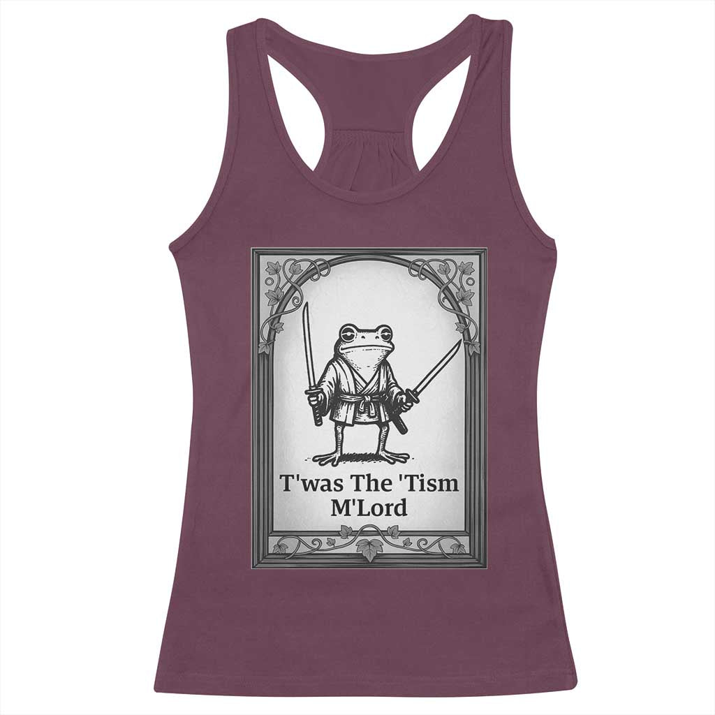 T’was The Tism M’Lord Racerback Tank Top Funny Medieval Knight Frog Gift - Wonder Print Shop
