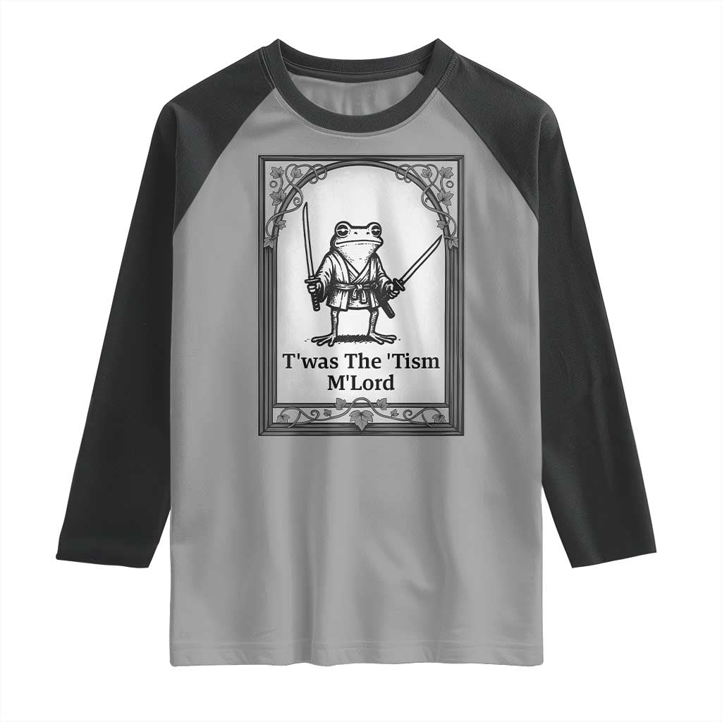 T’was The Tism M’Lord Raglan Shirt Funny Medieval Knight Frog Gift - Wonder Print Shop