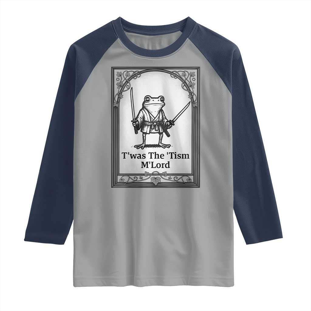 T’was The Tism M’Lord Raglan Shirt Funny Medieval Knight Frog Gift - Wonder Print Shop