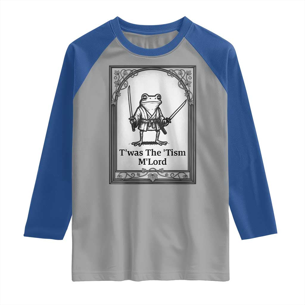T’was The Tism M’Lord Raglan Shirt Funny Medieval Knight Frog Gift - Wonder Print Shop