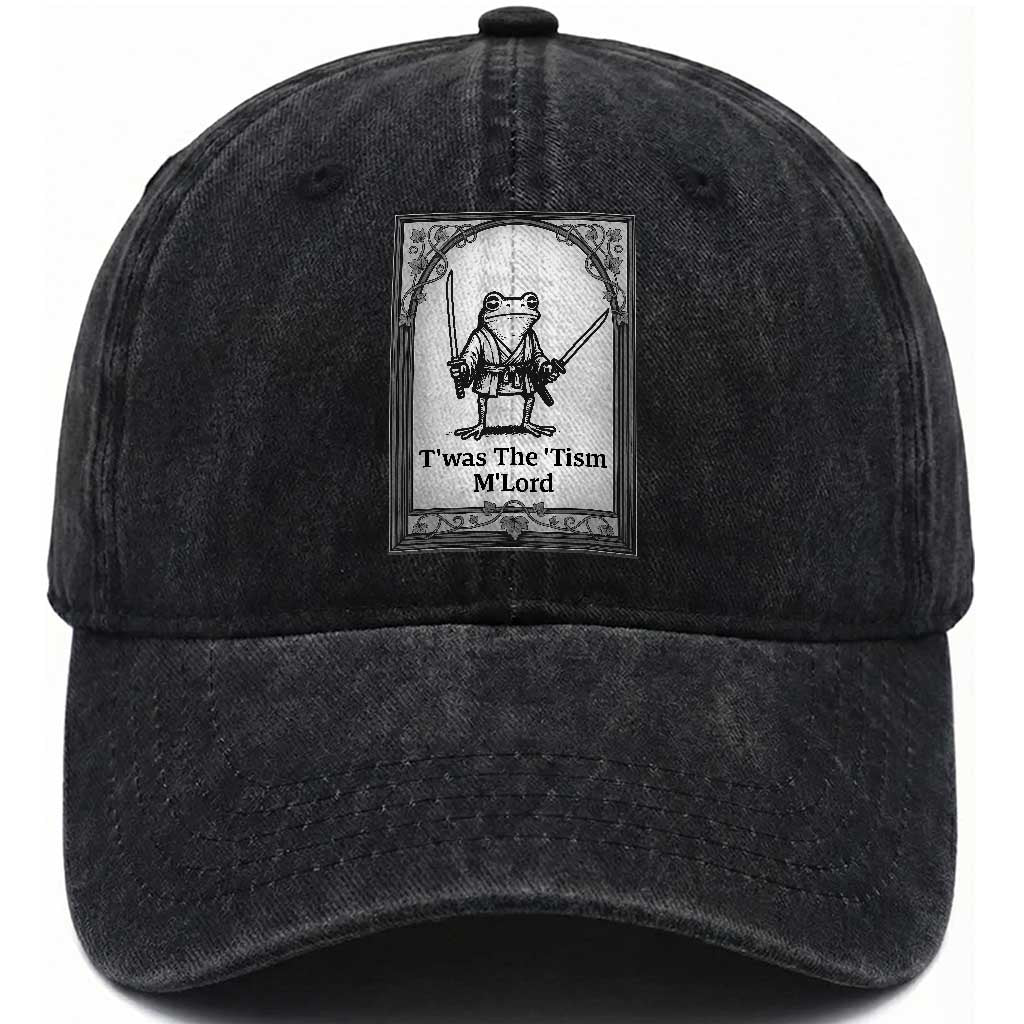 T’was The Tism M’Lord Washed Cotton Baseball Cap Funny Medieval Knight Frog Gift