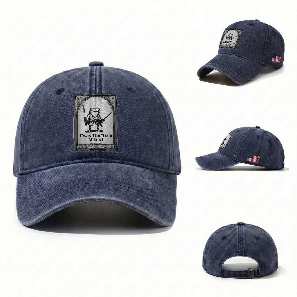 T’was The Tism M’Lord Washed Cotton Baseball Cap Funny Medieval Knight Frog Gift