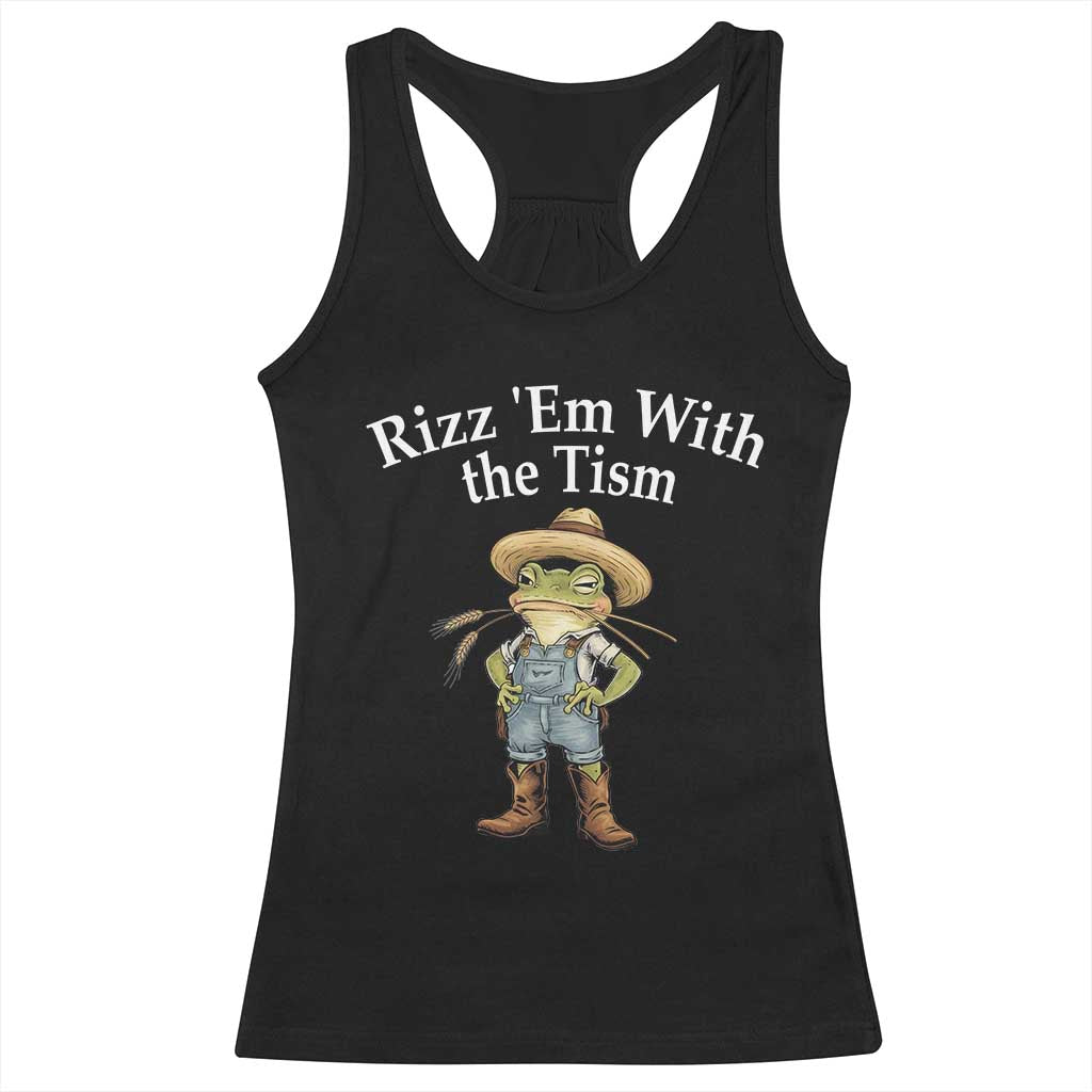 Autism Frog Racerback Tank Top Funny Rizz Em With The Tism - Wonder Print Shop