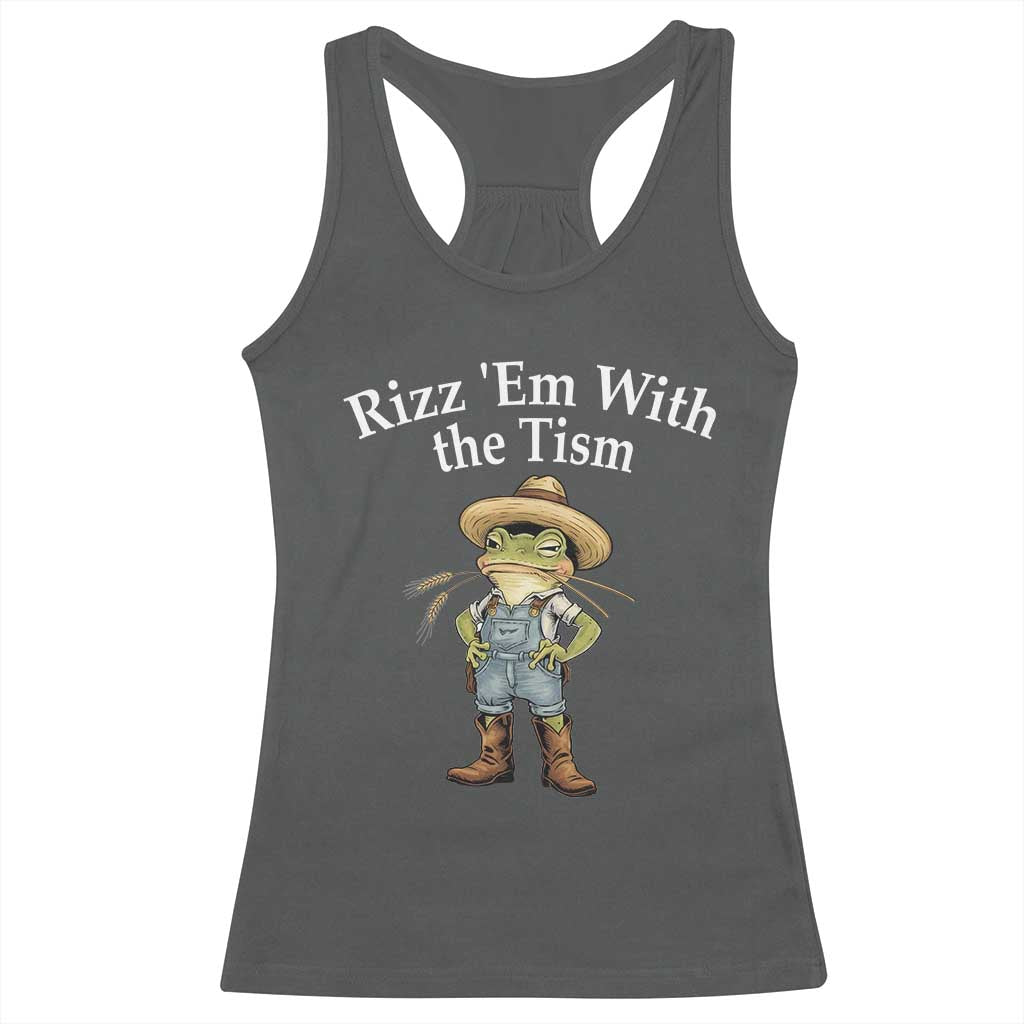 Autism Frog Racerback Tank Top Funny Rizz Em With The Tism - Wonder Print Shop