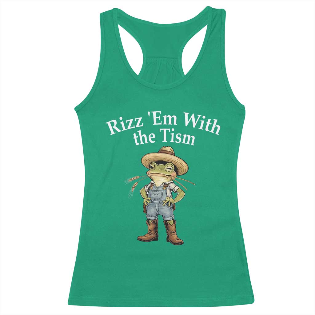 Autism Frog Racerback Tank Top Funny Rizz Em With The Tism - Wonder Print Shop