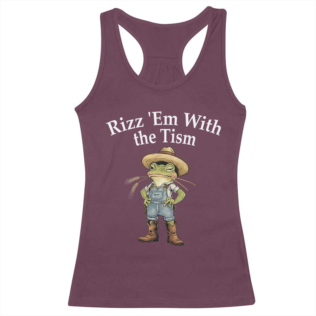 Autism Frog Racerback Tank Top Funny Rizz Em With The Tism - Wonder Print Shop