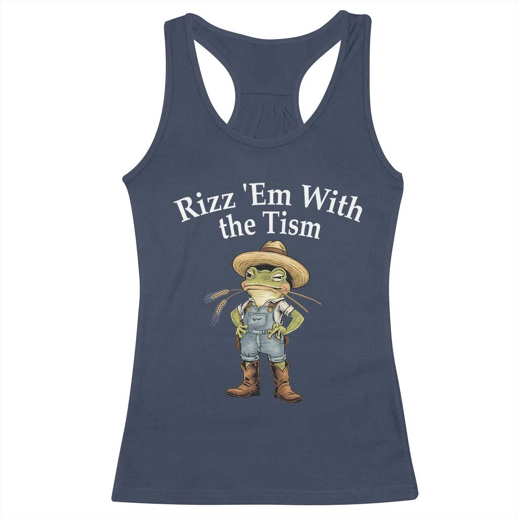 Autism Frog Racerback Tank Top Funny Rizz Em With The Tism - Wonder Print Shop