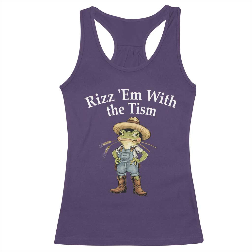 Autism Frog Racerback Tank Top Funny Rizz Em With The Tism - Wonder Print Shop