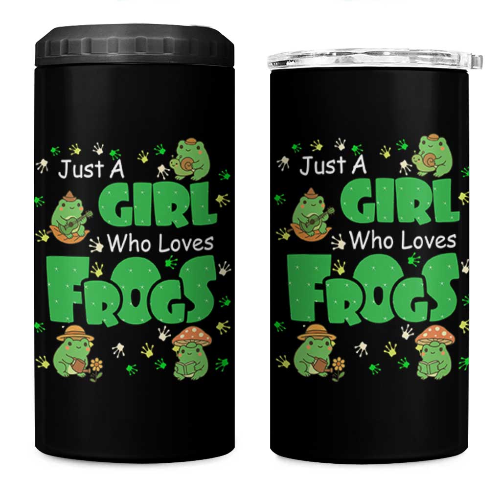 Just A Girl Who Loves Frogs Gift 4 in 1 Can Cooler Tumbler
