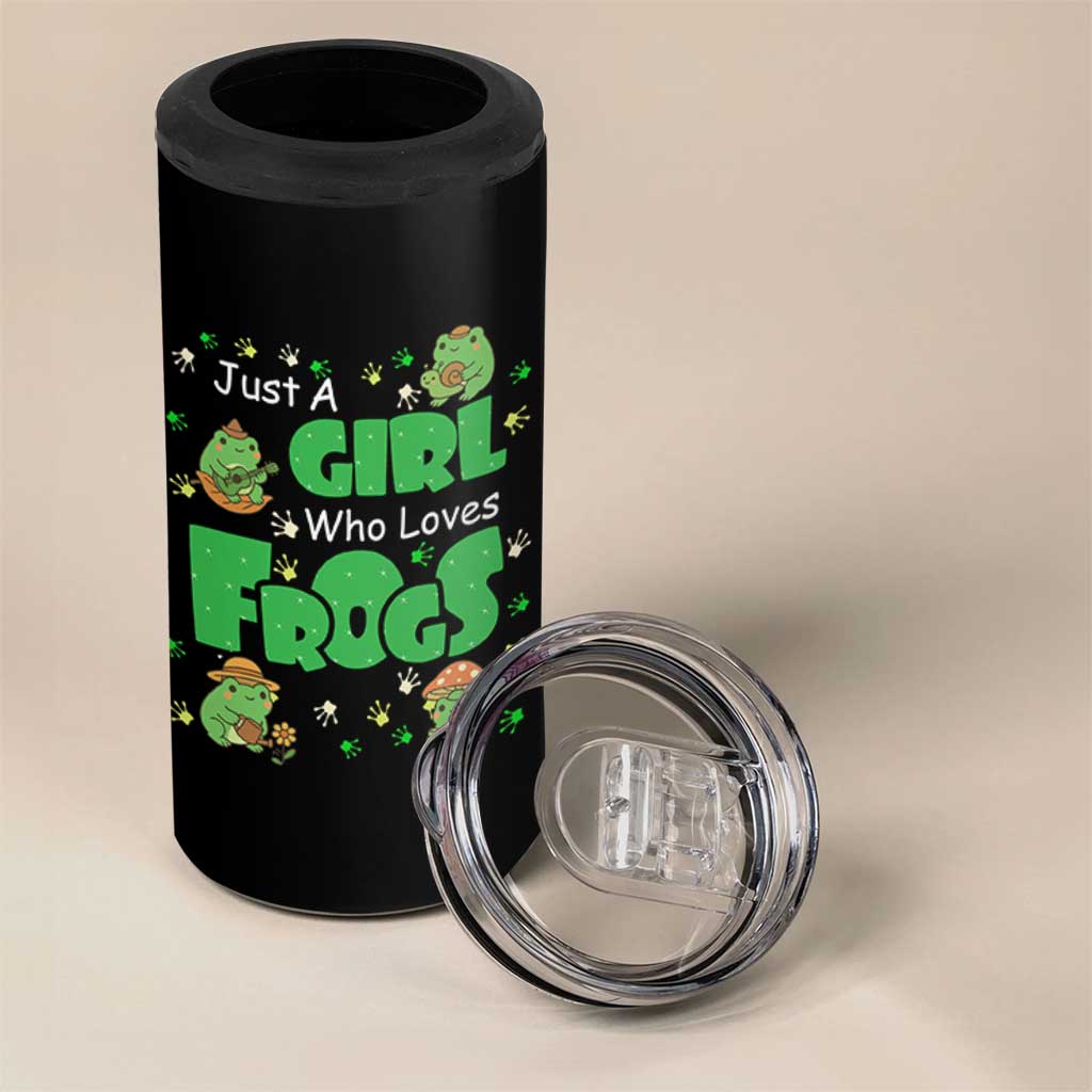 Just A Girl Who Loves Frogs Gift 4 in 1 Can Cooler Tumbler