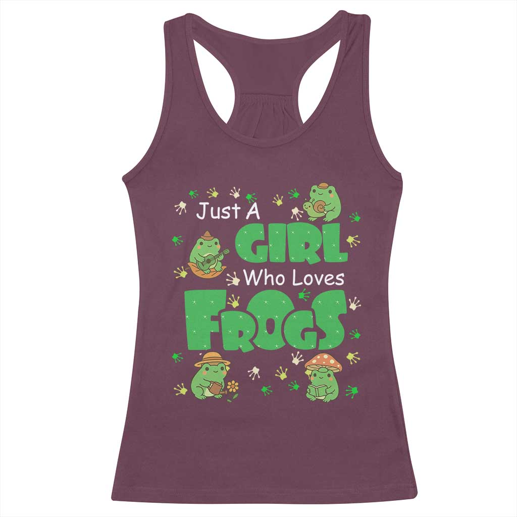 Just A Girl Who Loves Frogs Gift Racerback Tank Top - Wonder Print Shop