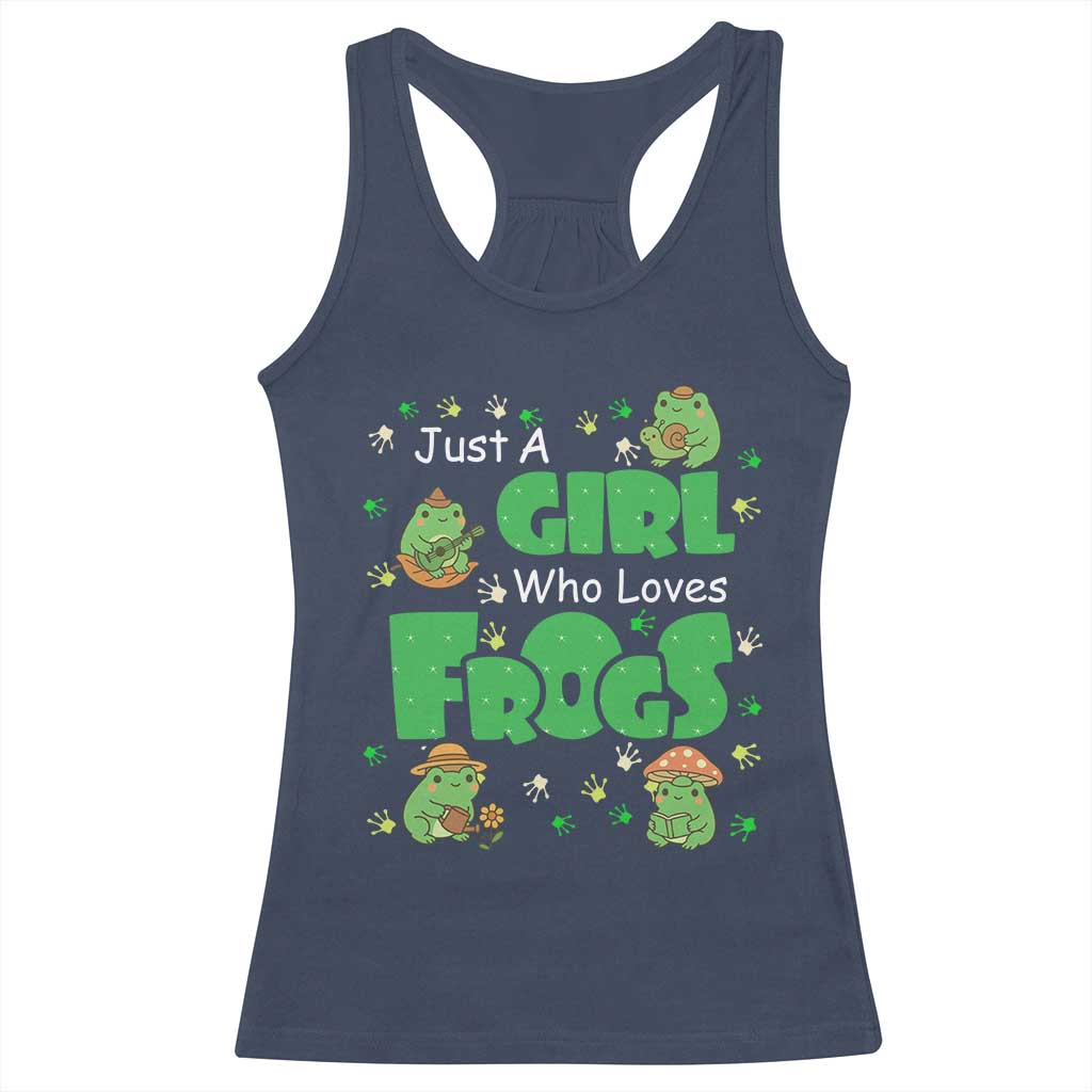 Just A Girl Who Loves Frogs Gift Racerback Tank Top - Wonder Print Shop