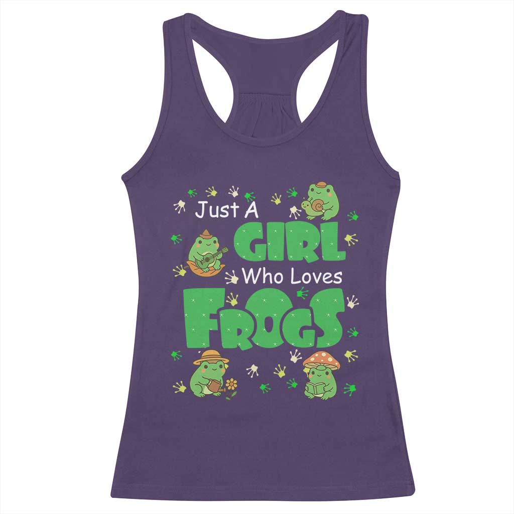 Just A Girl Who Loves Frogs Gift Racerback Tank Top - Wonder Print Shop