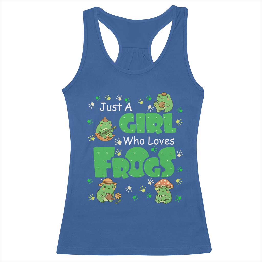 Just A Girl Who Loves Frogs Gift Racerback Tank Top - Wonder Print Shop