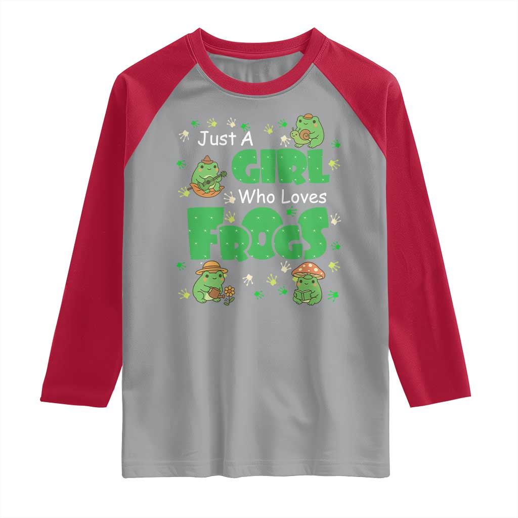 Just A Girl Who Loves Frogs Gift Raglan Shirt - Wonder Print Shop