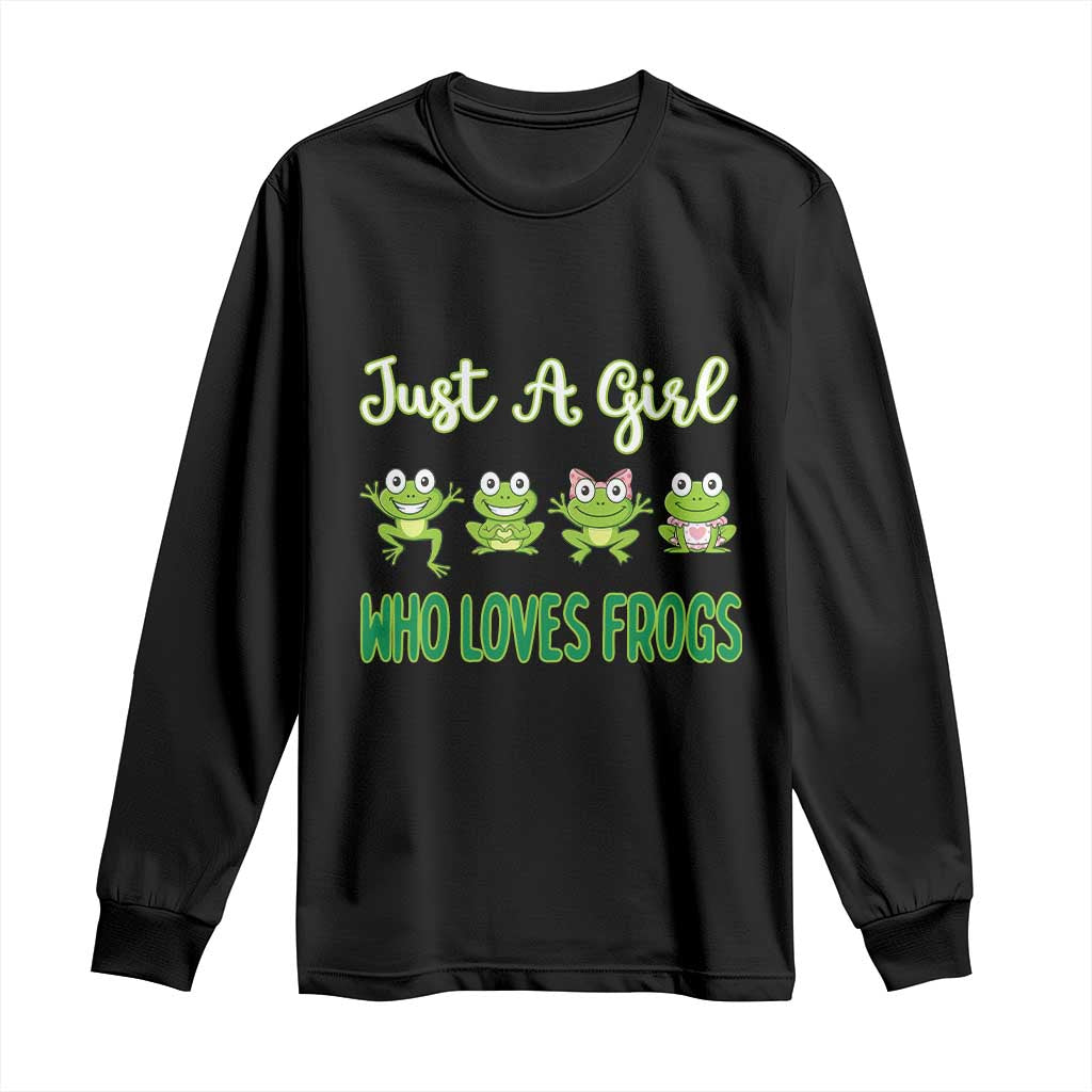 Just A Girl Who Loves Frogs Long Sleeve Shirt Frog Lover - Wonder Print Shop
