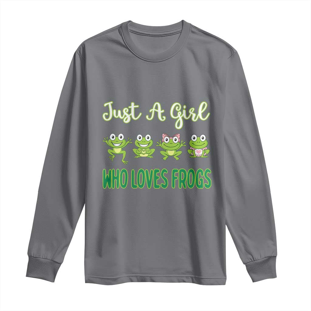 Just A Girl Who Loves Frogs Long Sleeve Shirt Frog Lover - Wonder Print Shop
