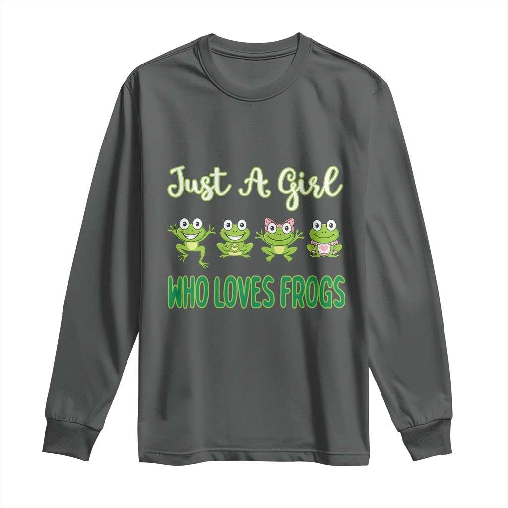 Just A Girl Who Loves Frogs Long Sleeve Shirt Frog Lover - Wonder Print Shop