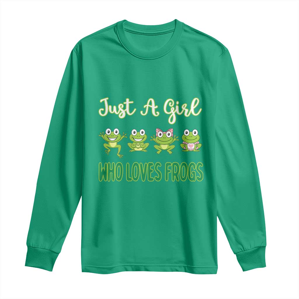 Just A Girl Who Loves Frogs Long Sleeve Shirt Frog Lover - Wonder Print Shop