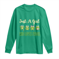 Just A Girl Who Loves Frogs Long Sleeve Shirt Frog Lover - Wonder Print Shop