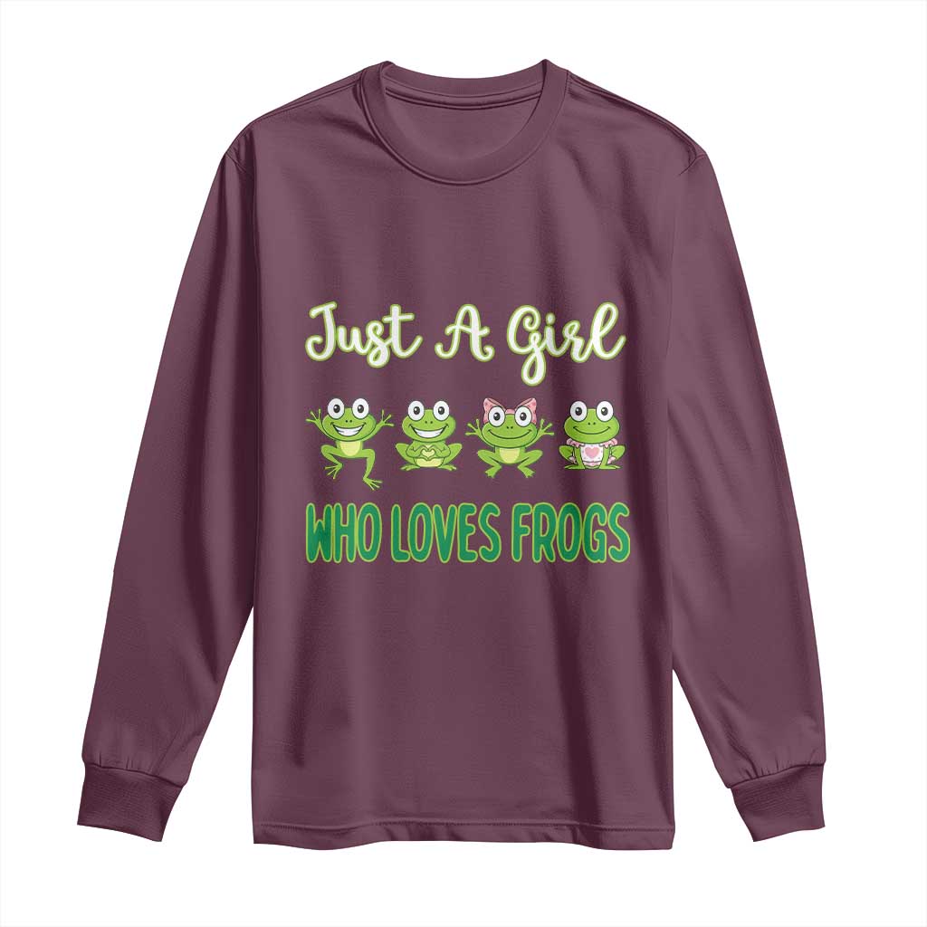 Just A Girl Who Loves Frogs Long Sleeve Shirt Frog Lover - Wonder Print Shop