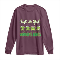 Just A Girl Who Loves Frogs Long Sleeve Shirt Frog Lover - Wonder Print Shop