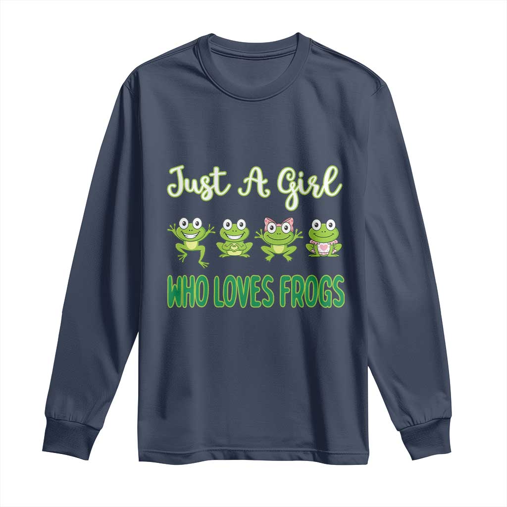 Just A Girl Who Loves Frogs Long Sleeve Shirt Frog Lover - Wonder Print Shop