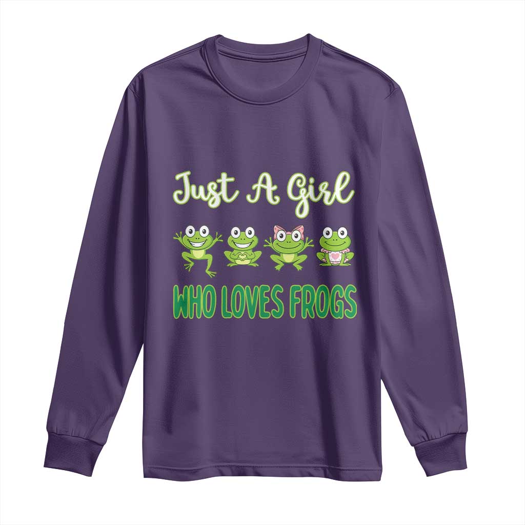 Just A Girl Who Loves Frogs Long Sleeve Shirt Frog Lover - Wonder Print Shop