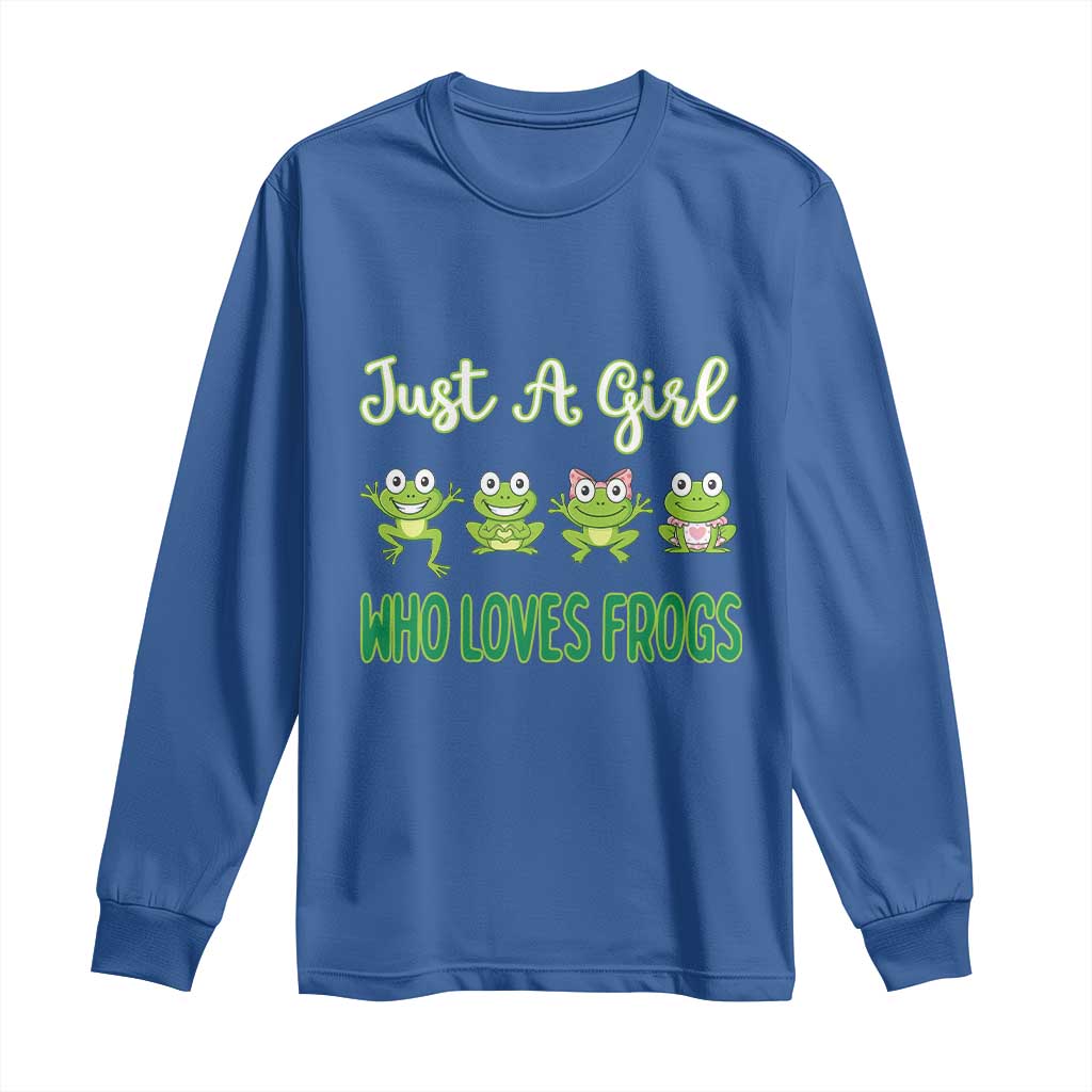 Just A Girl Who Loves Frogs Long Sleeve Shirt Frog Lover - Wonder Print Shop