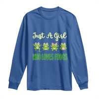 Just A Girl Who Loves Frogs Long Sleeve Shirt Frog Lover - Wonder Print Shop