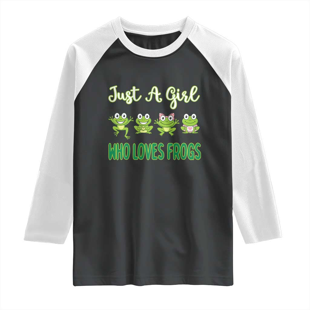 Just A Girl Who Loves Frogs Raglan Shirt Frog Lover - Wonder Print Shop