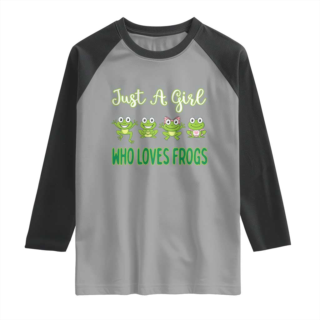 Just A Girl Who Loves Frogs Raglan Shirt Frog Lover - Wonder Print Shop