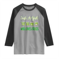 Just A Girl Who Loves Frogs Raglan Shirt Frog Lover - Wonder Print Shop