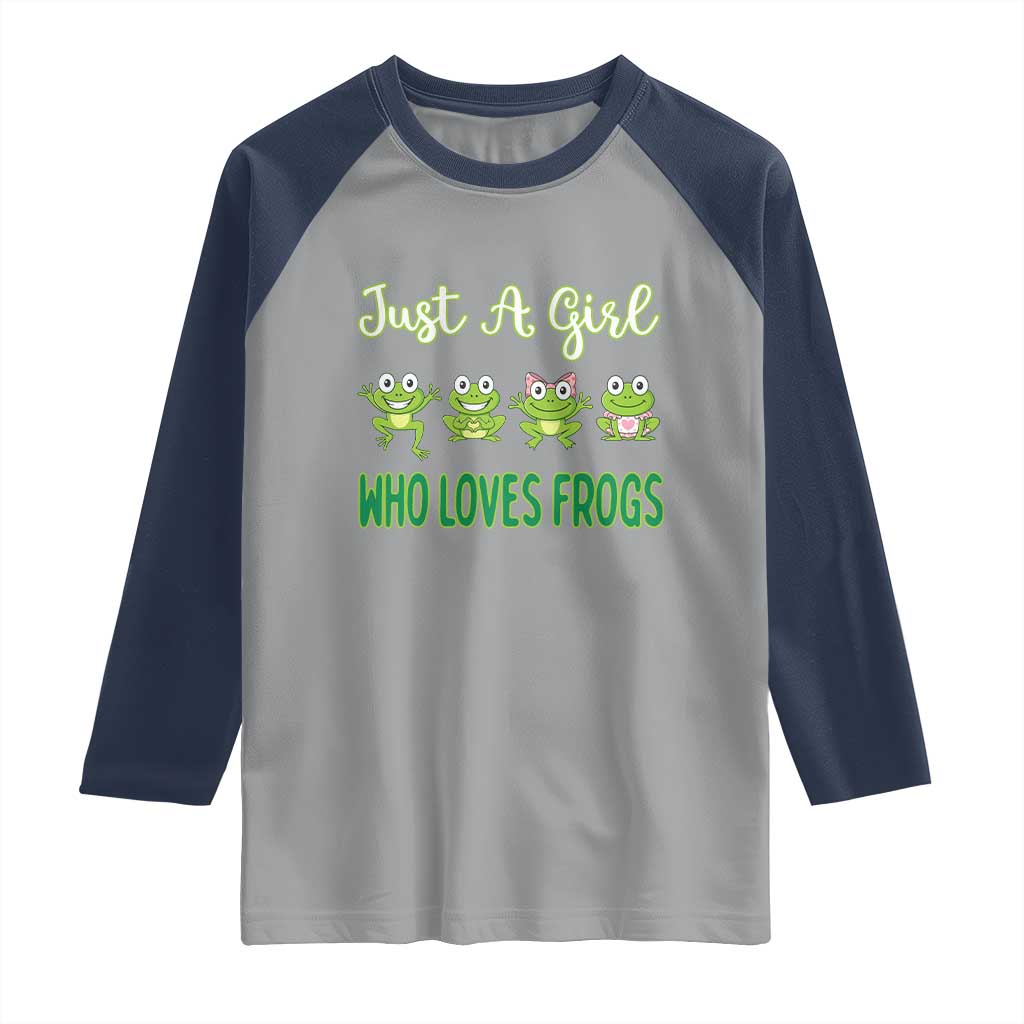 Just A Girl Who Loves Frogs Raglan Shirt Frog Lover - Wonder Print Shop