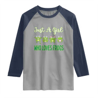 Just A Girl Who Loves Frogs Raglan Shirt Frog Lover - Wonder Print Shop