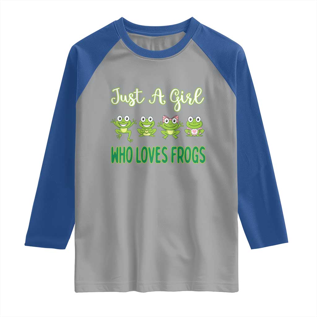Just A Girl Who Loves Frogs Raglan Shirt Frog Lover - Wonder Print Shop