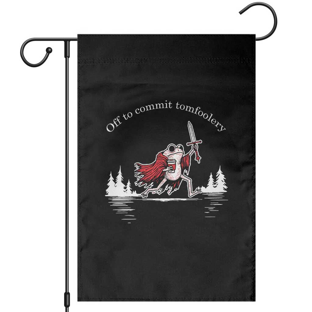 Off To Commit Tomfoolery Garden Flag Frog Coffee Lover Gift - Wonder Print Shop