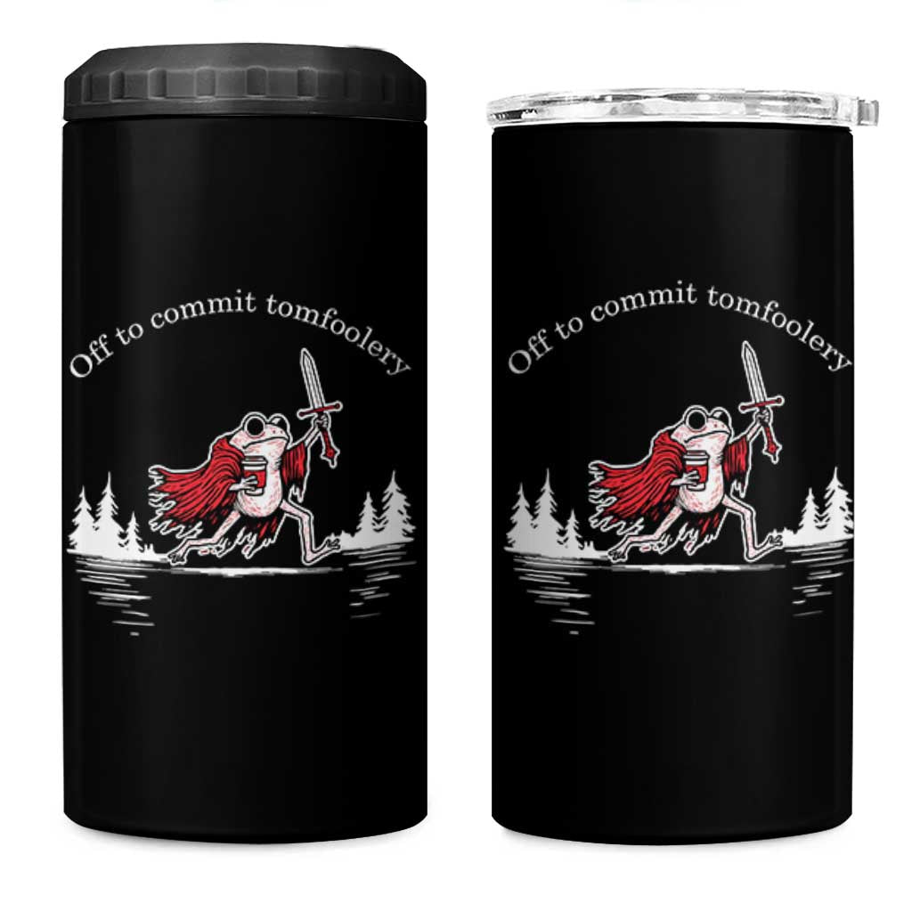 Off To Commit Tomfoolery 4 in 1 Can Cooler Tumbler Frog Coffee Lover Gift