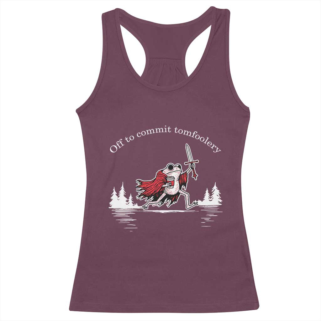 Off To Commit Tomfoolery Racerback Tank Top Frog Coffee Lover Gift - Wonder Print Shop