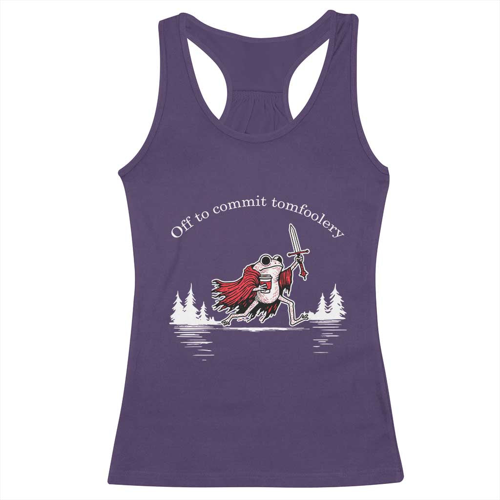 Off To Commit Tomfoolery Racerback Tank Top Frog Coffee Lover Gift - Wonder Print Shop