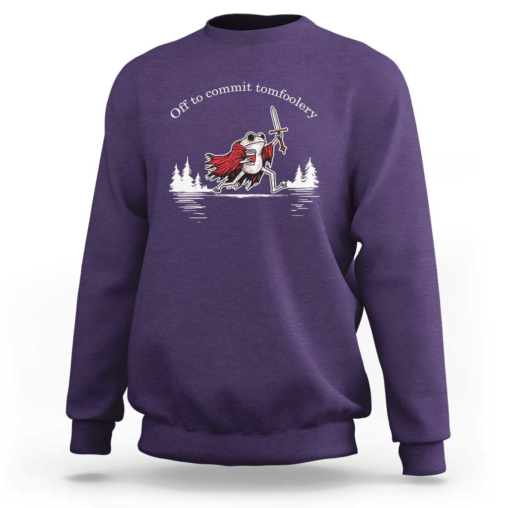 Off To Commit Tomfoolery Sweatshirt Frog Coffee Lover Gift - Wonder Print Shop