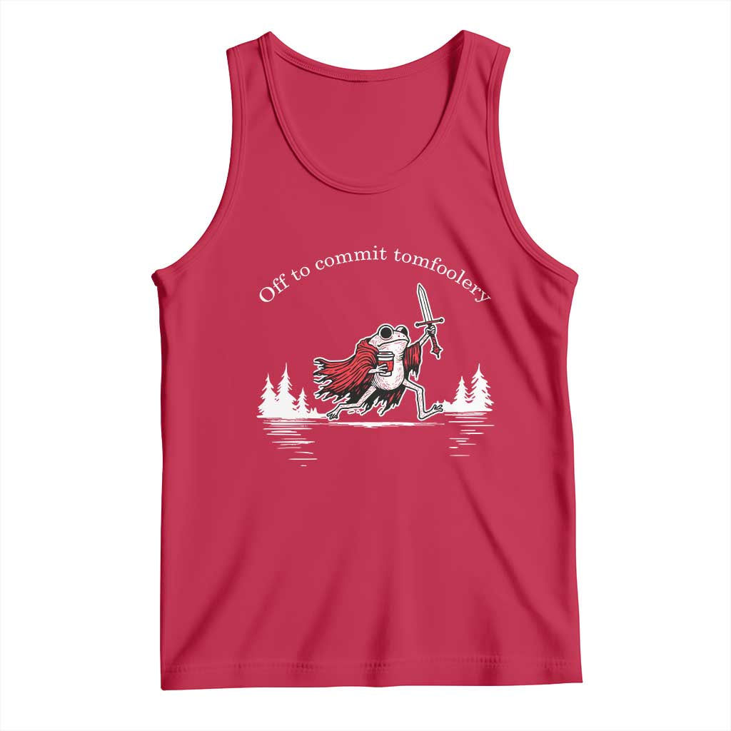 Off To Commit Tomfoolery Tank Top Frog Coffee Lover Gift - Wonder Print Shop