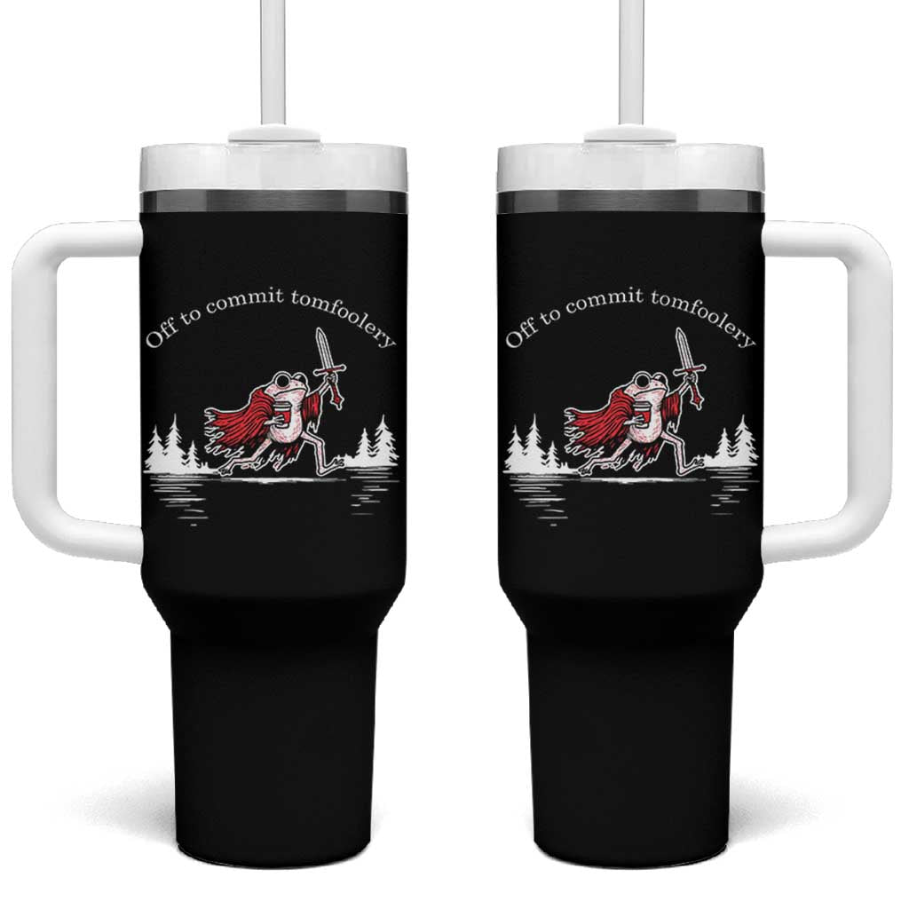 Off To Commit Tomfoolery Tumbler With Handle Frog Coffee Lover Gift