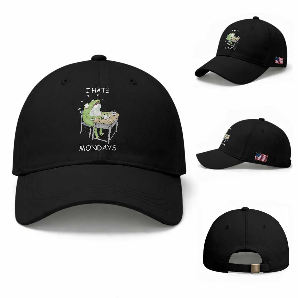 Funny Office Frog Baseball Cap I Hate Mondays